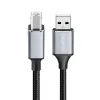 Logilink CU0107 USB 2.0 -kaapeli, USB-A/M–USB-B/M, 480 Mbps, nailon, metalli, musta/hopea, 2 m