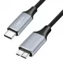 Logilink CU0198 USB 3.2 Gen1 Type-C -kaapeli, C/M–Micro-USB/M, 5 Gbps, nailon, metalli, musta/hopea, 1 m