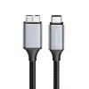 Logilink CU0198 USB 3.2 Gen1 Type-C -kaapeli, C/M–Micro-USB/M, 5 Gbps, nailon, metalli, musta/hopea, 1 m