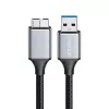 Logilink CU0291 USB 3.0 -kaapeli, A/M–Micro-USB/M, 5 Gbps, nailon, metalli, musta/hopea, 2 m