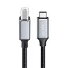 Logilink CU0515 USB 2.0 Type-C -kaapeli, C/M–B/M, 480 Mbps, nailon, metalli, musta/hopea, 2 m