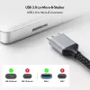 Logilink CU0290 USB 3.0 -kaapeli, A/M–Micro-USB/M, 5 Gbps, nailon, metalli, musta/hopea, 1 m