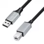 Logilink CU0108 USB 2.0 -kaapeli, USB-A/M–USB-B/M, 480 Mbps, nailon, metalli, musta/hopea, 3 m