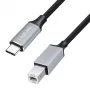 Logilink CU0516 USB 2.0 Type-C -kaapeli, C/M–B/M, 480 Mbps, nailon, metalli, musta/hopea, 3 m