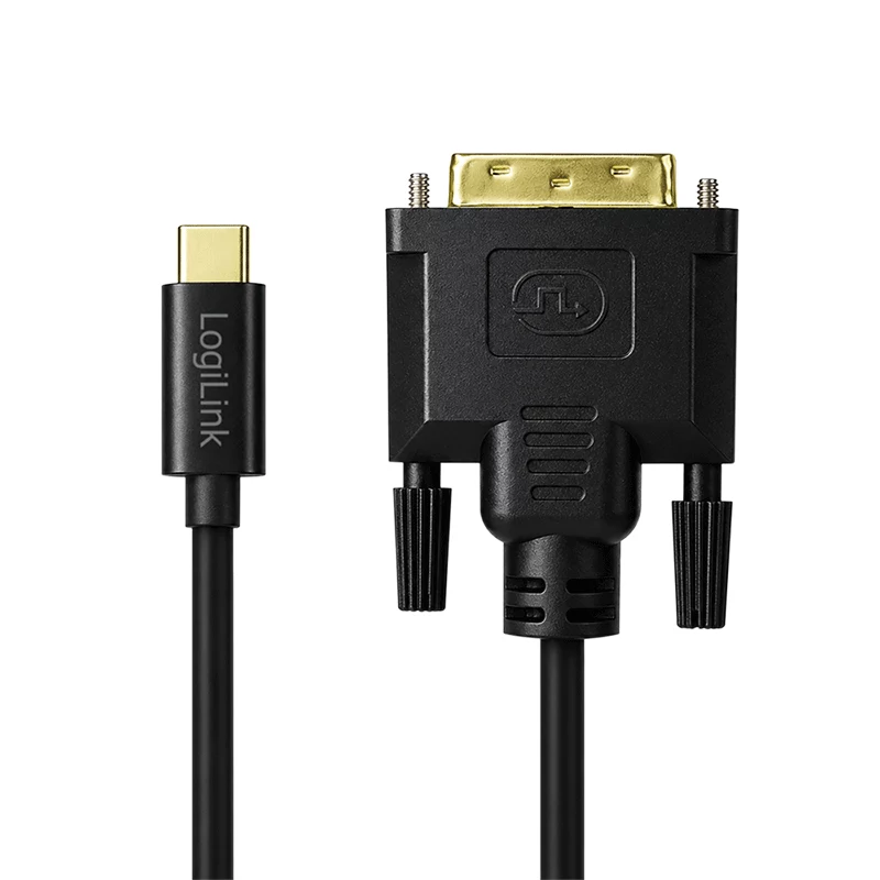 Logilink UA0474 USB 3.2 Gen1 Type-C -kaapeli, C/M–DVI-D/M, 1080p/60 Hz, musta, 3 m