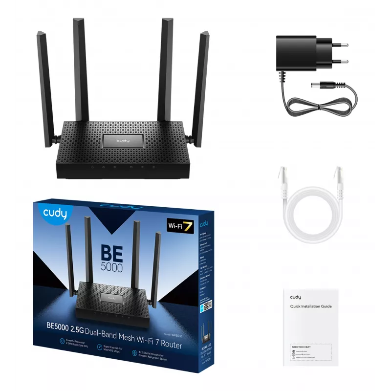 CUDY WR5000 BE5000 2.5G Wi-Fi 7 -mesh-reititin, 4.32 Gbps