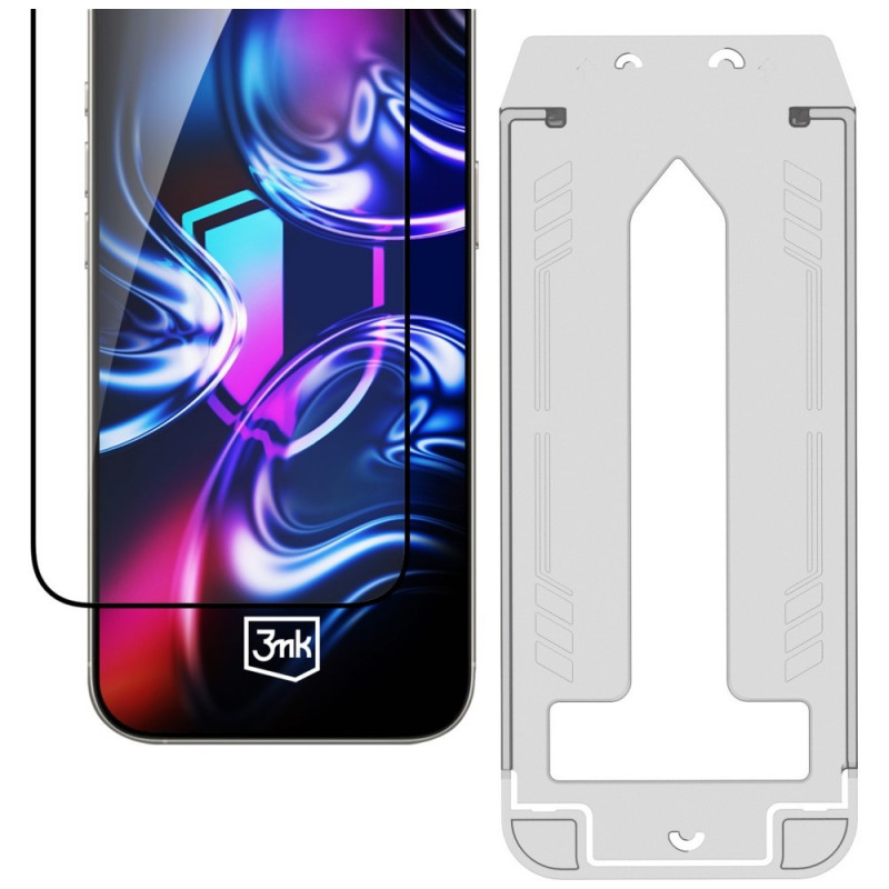3MK HardGlass Max karkaistu lasi asennustelineellä Samsung Galaxy S26+ -puhelimelle, musta