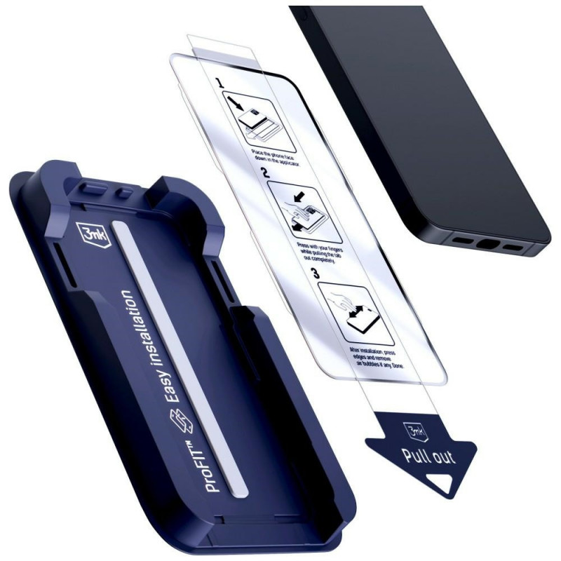 3MK HardGlass Max karkaistu lasi asennustelineellä Apple iPhone 13 / 13 Pro / 14 / 16e / 17e, musta