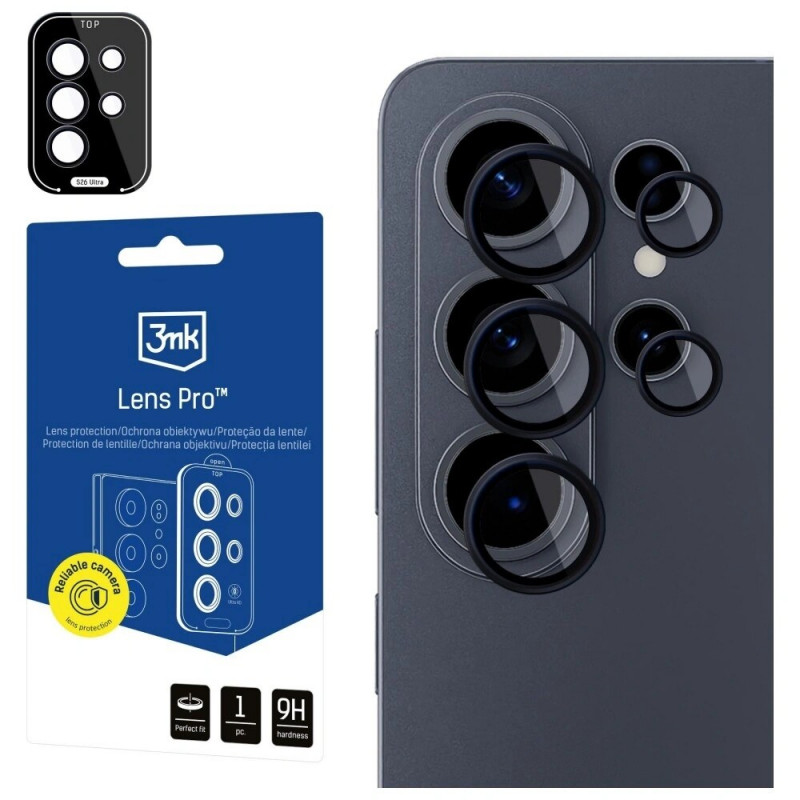 3MK Lens Protection Pro -kameran linssinsuoja Samsung Galaxy S26 Ultra -puhelimelle, musta