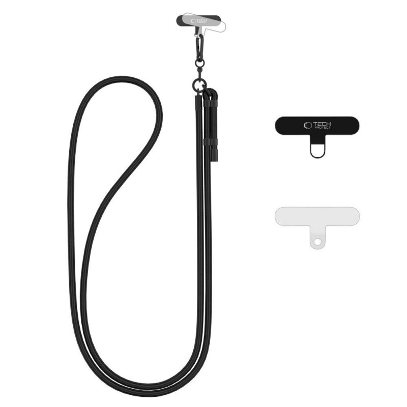 Tech-Protect C1S Rope Crossbody Strap, musta/musta