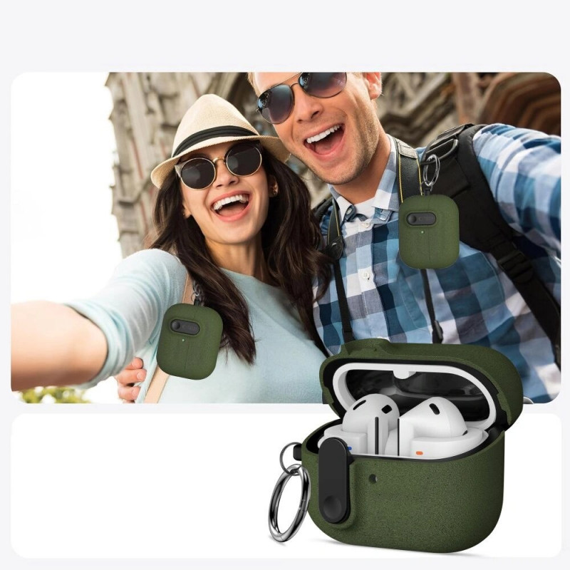 Tech-Protect Slim Hook -kotelo Samsung Galaxy Buds 3 / 3 FE / 3 Pro, oliivinvihreä