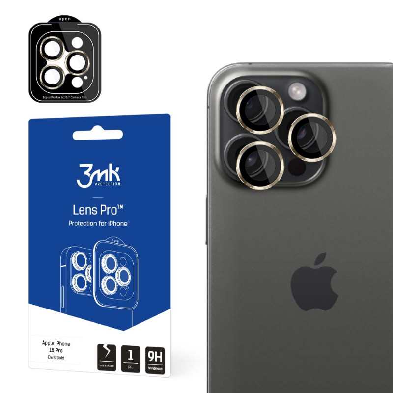 3MK Lens Protection Pro Apple iPhone 15 Pro, tumma kulta