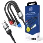 3MK Hyper Cable N-SERIES 6in1 USB-C / USB-A ja USB-C / MicroUSB / Lightning-kaapeli, QC 3.0, 18 W (9 V / 2 A), 1.2 m, musta