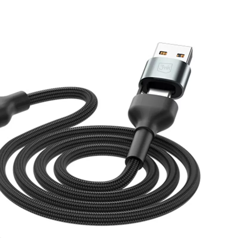 3MK Hyper Cable N-SERIES 6in1 USB-C / USB-A ja USB-C / MicroUSB / Lightning-kaapeli, QC 3.0, 18 W (9 V / 2 A), 1.2 m, musta