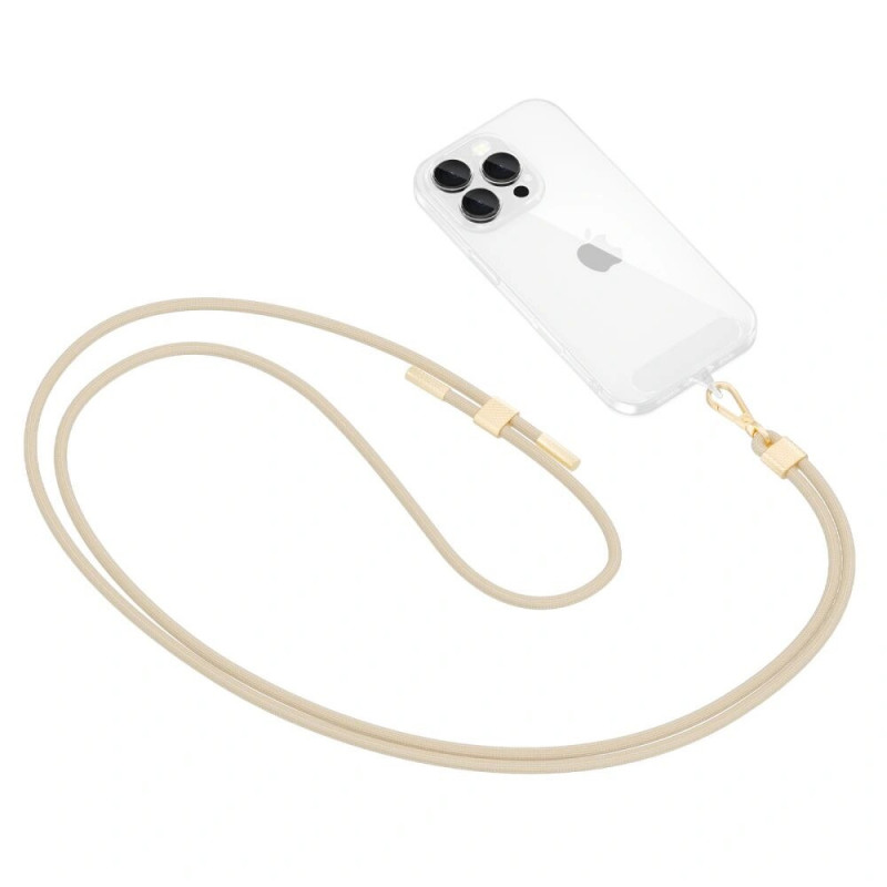 Tech-Protect C2S köysinen puhelimen olkahihna, Beige/kulta
