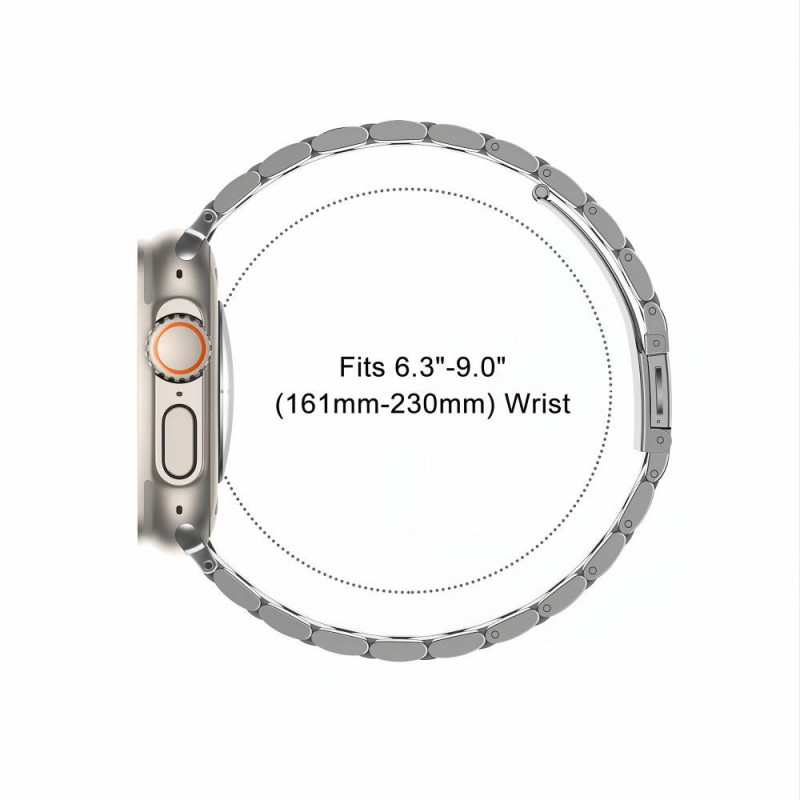 Tech-Protect Stainless ruostumattomasta teräksestä valmistettu ranneke malleille Apple Watch 8 / 9 / 10 / 11 / 12 / SE / Ultra (44 / 45 / 46 / 49 mm), hopea