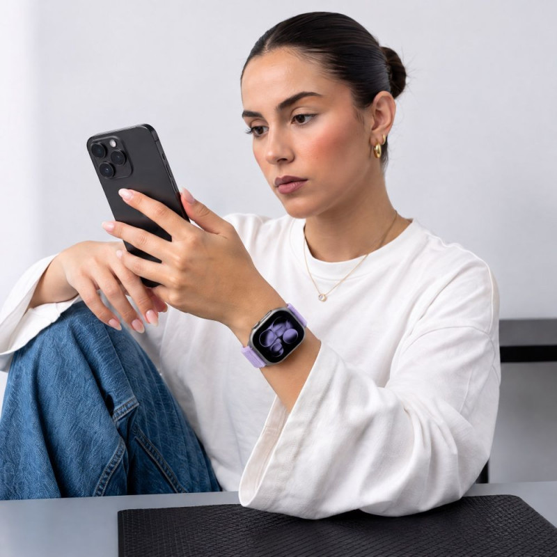 Tech-Protect NylonLoop ranneke Apple Watch 8 / 9 / 10 / 11 / 12 / SE (40 / 41 / 42 mm) -kelloon, violetti
