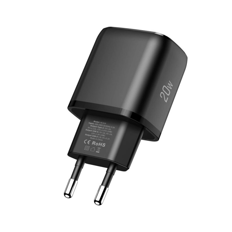 Tech-Protect NCA20 USB-A / USB-C seinälaturi PD 20W / QC3.0, musta