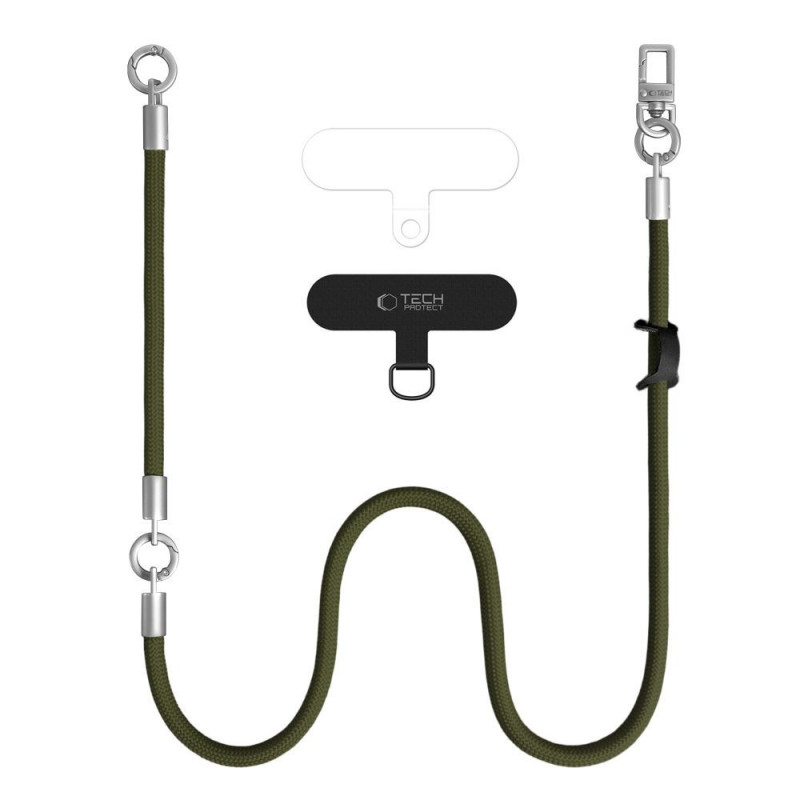 Tech-Protect C10S Rope Crossbody & Wrist puhelinhihnasarja, oliivinvihreä/titaani
