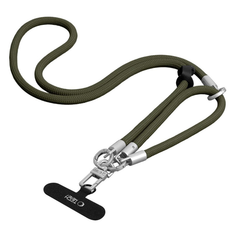Tech-Protect C10S Rope Crossbody & Wrist puhelinhihnasarja, oliivinvihreä/titaani