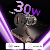 Tech-Protect CC01 2-porttinen autolaturi USB-A / USB-C, PD 30W / QC 3.0, musta