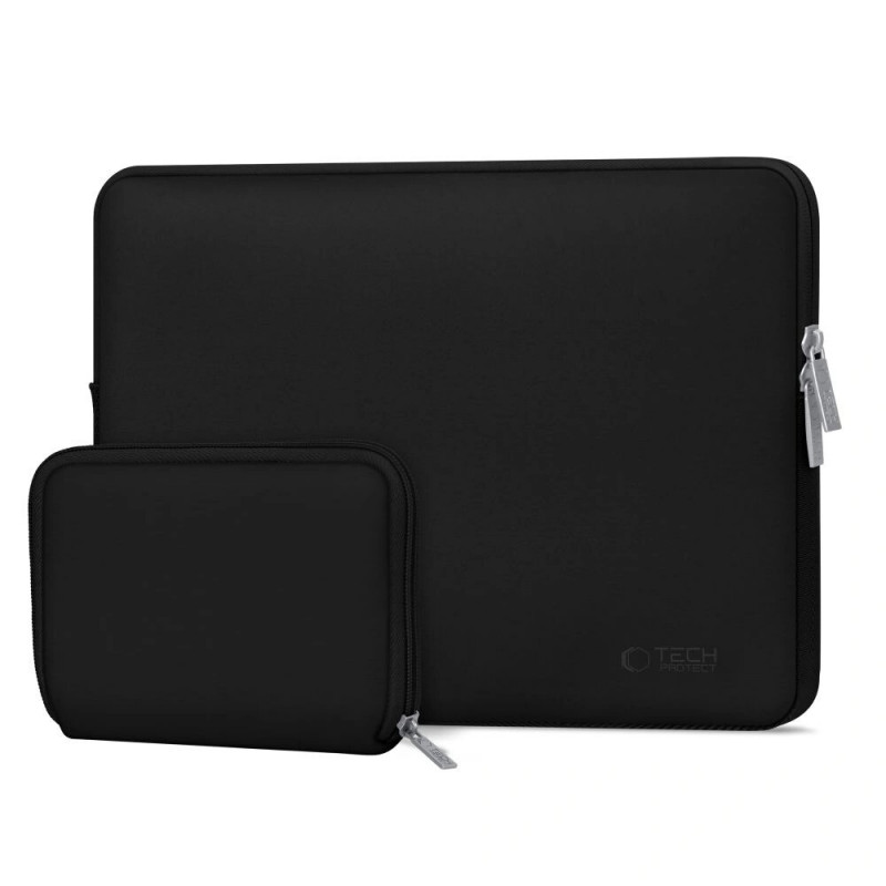 Tech-Protect NeoSlim THP3383 kannettavan 13-14 tuuman suojakotelo lisävarustepussilla, musta
