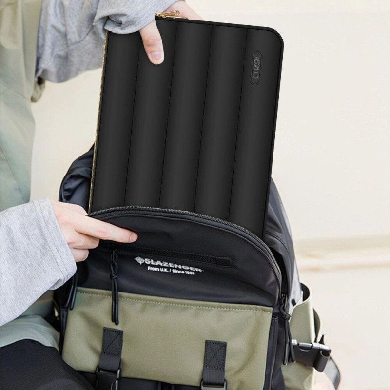 Tech-Protect Puffy THP3474 kannettavan 13-14 tuuman suojakotelo lisävarustepussilla, musta