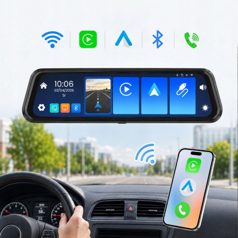 ORLLO Autoplay PRO 4K auton etu- ja takakamera, GPS, Wi-Fi