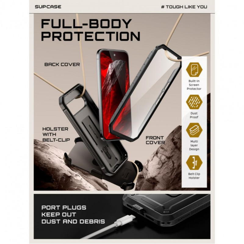 Supcase Unicorn Beetle Pro -suojakuori Google Pixel 11 Pro -puhelimelle, musta
