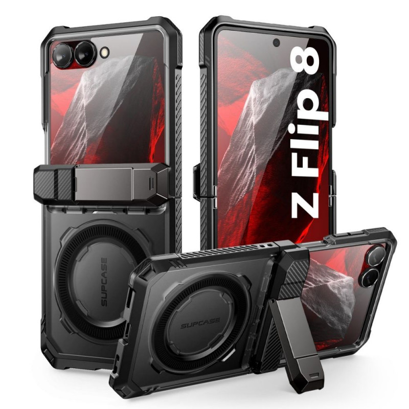 Supcase Unicorn Beetle Grip Mag MagSafe -suojakuori Samsung Galaxy Z Flip 8 -puhelimelle, musta