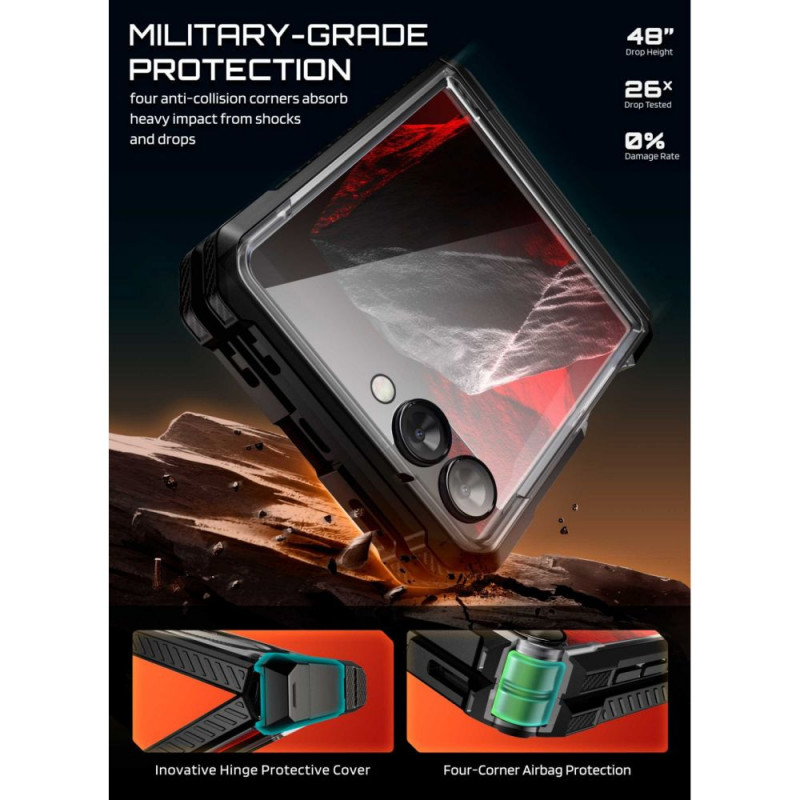 Supcase Unicorn Beetle Grip Mag MagSafe -suojakuori Samsung Galaxy Z Flip 8 -puhelimelle, musta