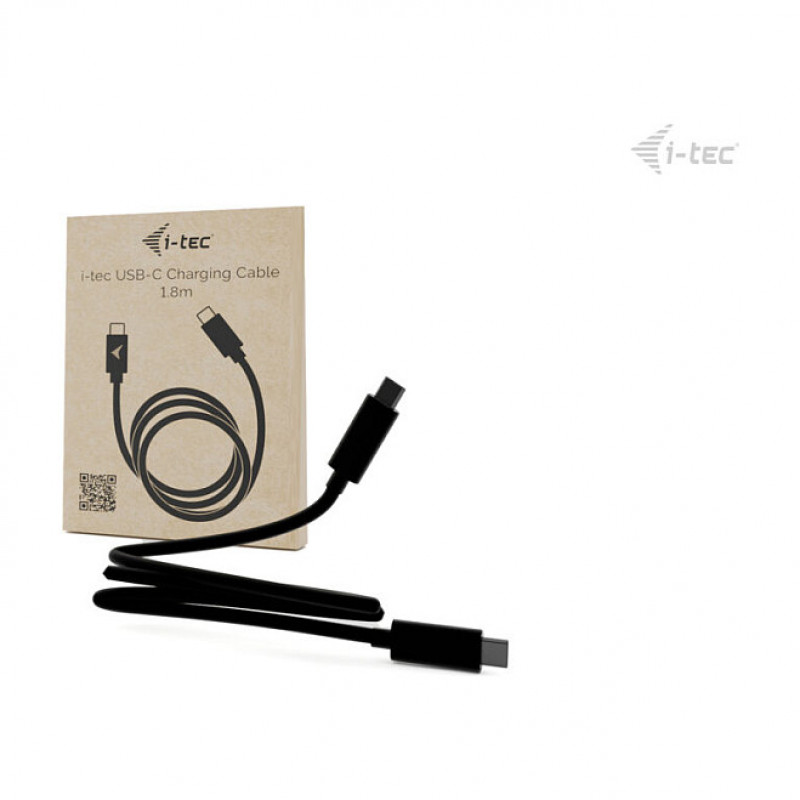 i-tec USB-C-latauskaapeli, 1.8 m, USB Power Delivery jopa 100 W, musta