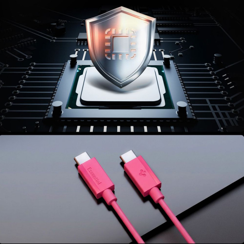 Spigen EB6010CC Essential USB-C–USB-C-kaapeli 60W 100 cm, vaaleanpunainen