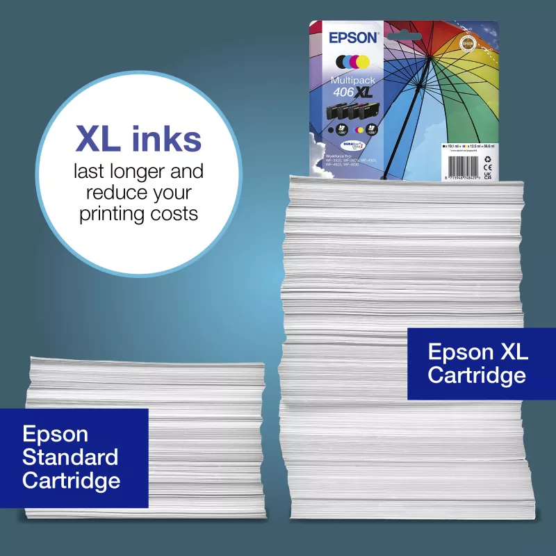 Epson 406XL Umbrella DURABrite Ultra EasyMail -monipakkaus, 4-pakkaus, XL (C13T17H64510)