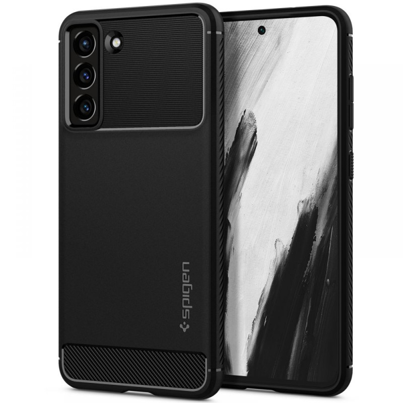 Spigen Rugged Armor -suojakuori Samsung Galaxy S21 FE:lle, mattamusta