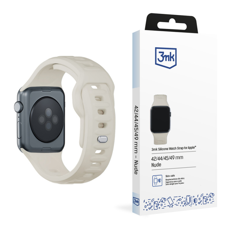 3mk silikonikellonranneke Apple Watchille 42/44/45/49 mm, beige