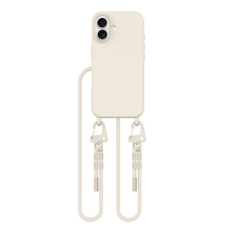 Tech-Protect MagNecklace MagSafe-kotelo kaulanauhalla Apple iPhone 16:lle, beige