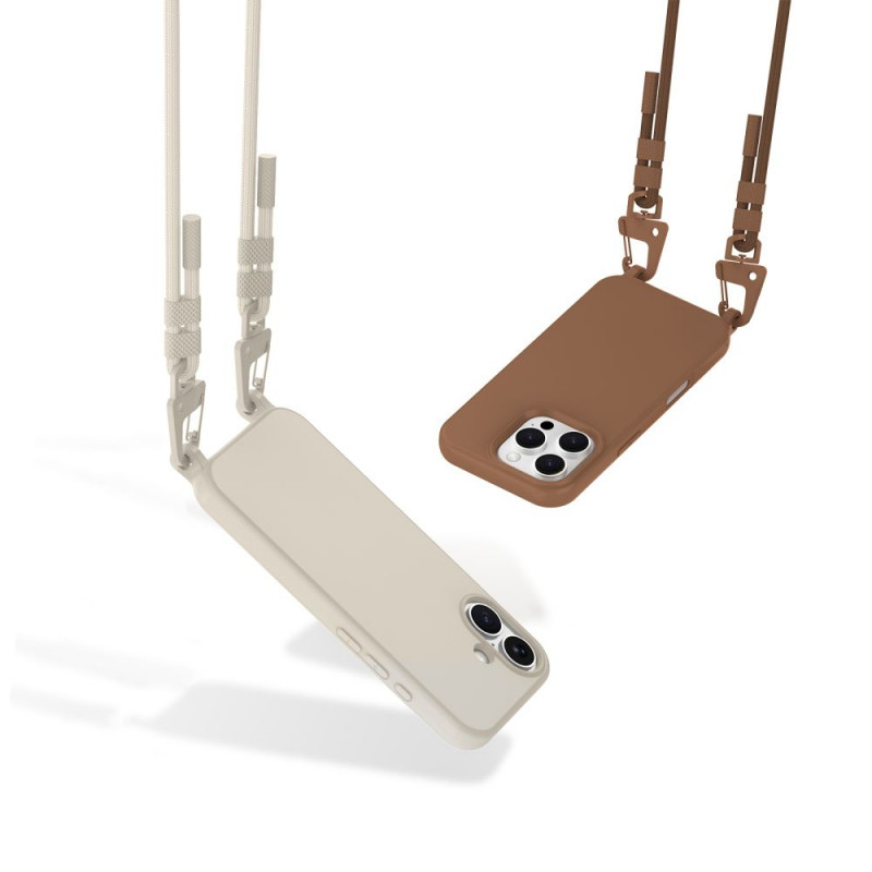 Tech-Protect MagNecklace MagSafe-kotelo kaulanauhalla Apple iPhone 16:lle, beige
