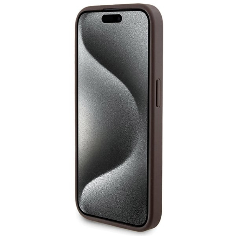 Guess GUBPM5P15L4GEMGW Jäykkä kotelo Apple iPhone 15 Pro -puhelimelle + 5000 mAh MagSafe-varavirtalähde, 4G Metal Logo, ruskea