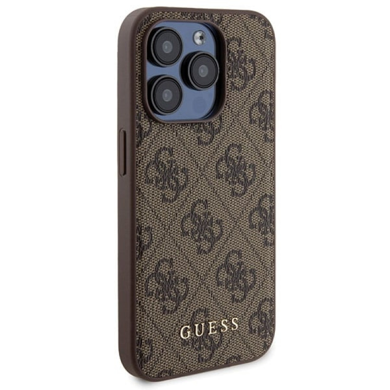 Guess GUBPM5P15X4GEMGW Hardcase Apple iPhone 15 Pro Max -puhelimelle + 5000 mAh MagSafe -varavirtalähde, 4G Metal Logo, ruskea