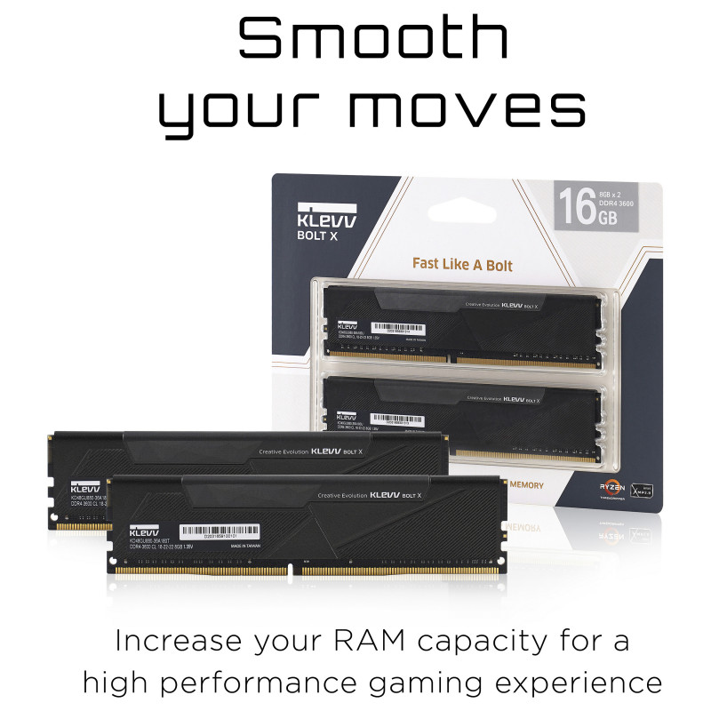Klevv BOLT X KD48GU880-36A180U DDR4 -muistisarja, 16 GB (2 x 8 GB), 3600 MHz