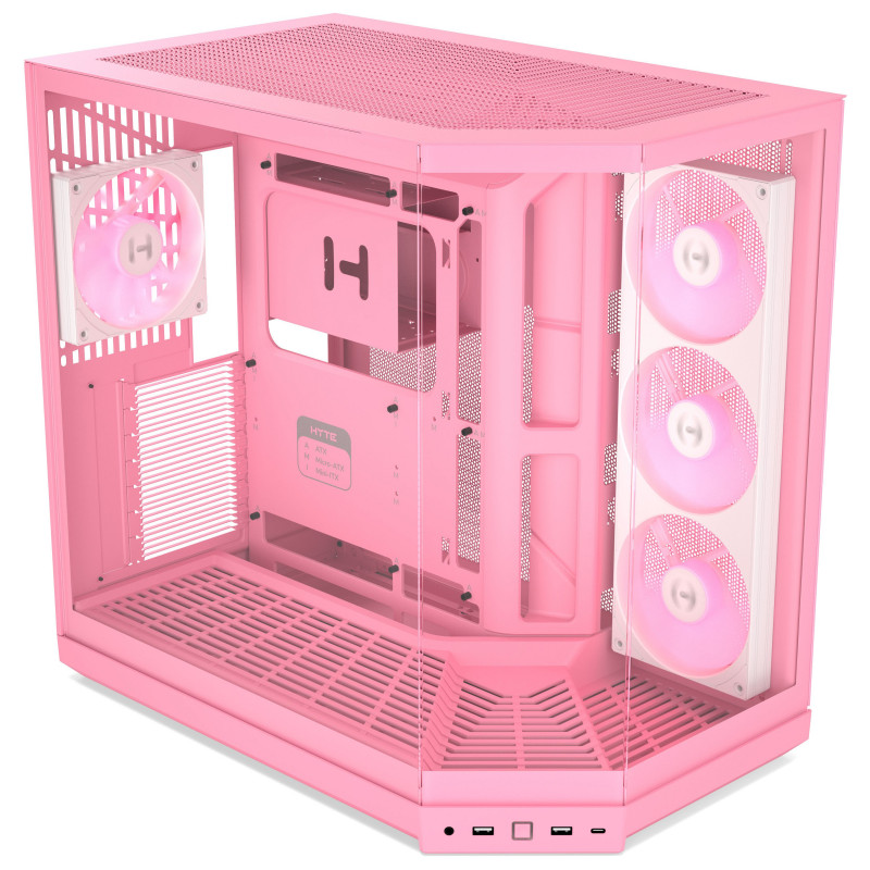 HYTE Y50 Strawberry Milk -tietokonekotelo, vaaleanpunainen, karkaistu lasi x 3