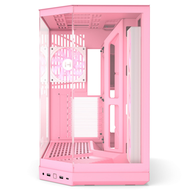 HYTE Y50 Strawberry Milk -tietokonekotelo, vaaleanpunainen, karkaistu lasi x 3