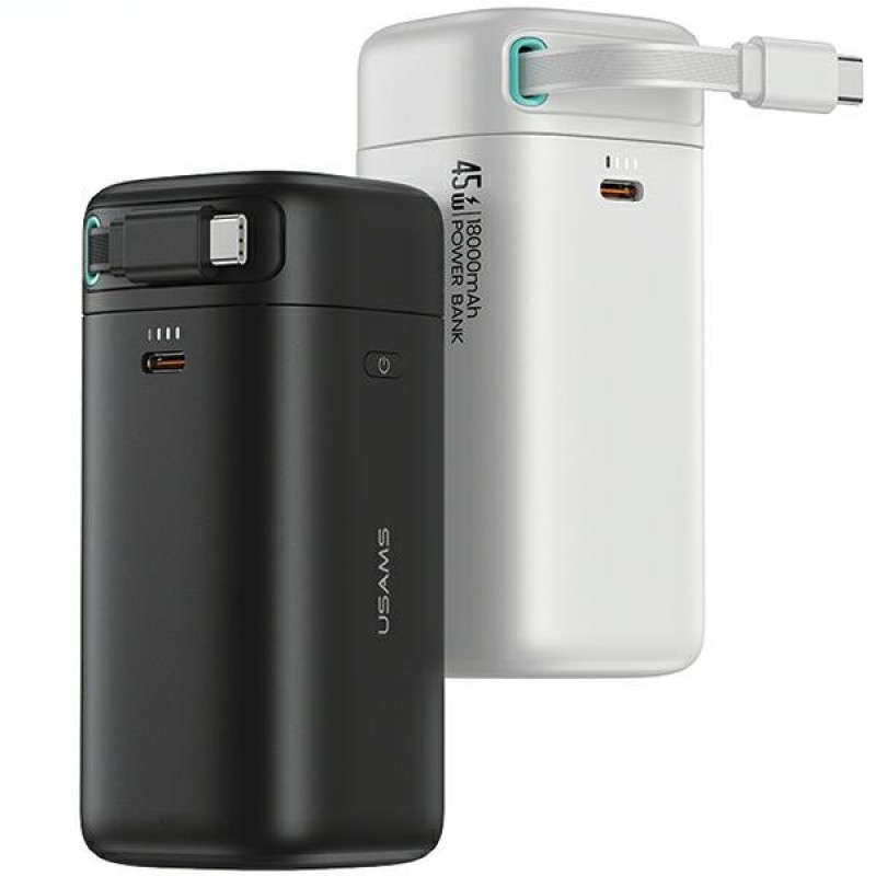 USAMS US-CD216 XMF Series varavirtalähde 18000 mAh, PD 45W pikalataus, USB-C-kaapelilla, musta