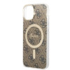 Guess GUBPP14SH4EACSW Jäykkä kotelo Apple iPhone 14 -puhelimelle + langaton laturi, 4G Print, MagSafe, ruskea