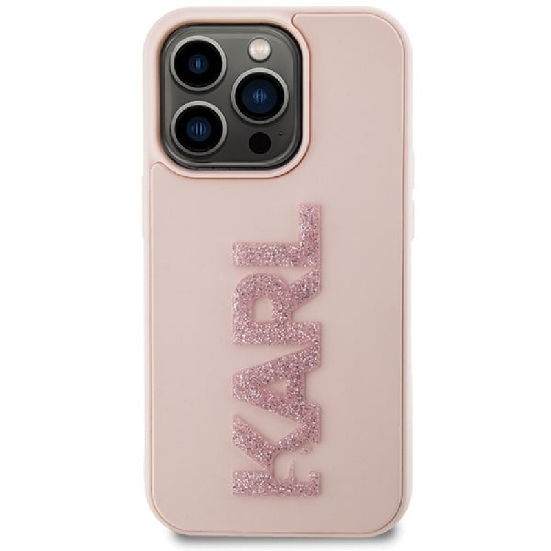 Karl Lagerfeld KLHCP15X3DMBKCP Hardcase Apple iPhone 15 Pro Max -puhelimelle, 3D Rubber Glitter Logo, pinkki