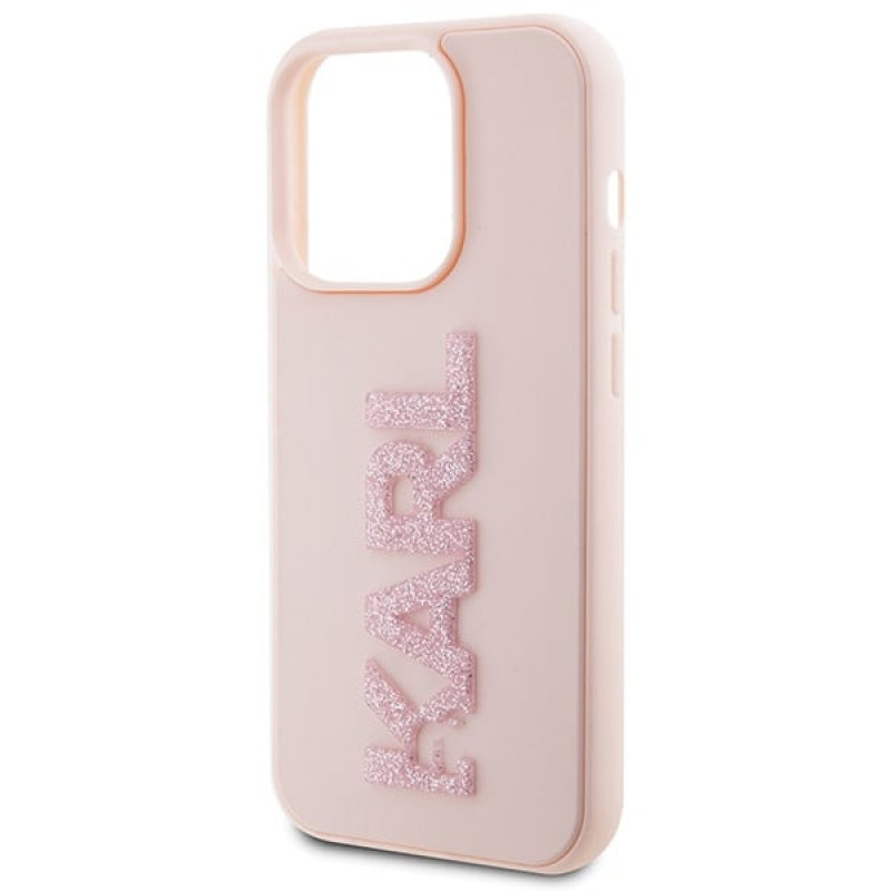 Karl Lagerfeld KLHCP15X3DMBKCP Hardcase Apple iPhone 15 Pro Max -puhelimelle, 3D Rubber Glitter Logo, pinkki