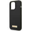 Guess GUHMP14XSBPLK Apple iPhone 14 Pro Max -kovakotelo, silikoni Logo Plate MagSafe, musta