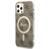 Guess GUBPP12MH4EACSW Kuori + langaton laturi Apple iPhone 12 / iPhone 12 Pro ruskea hardcase, 4G Print, MagSafe