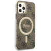 Guess GUBPP12MH4EACSW Kuori + langaton laturi Apple iPhone 12 / iPhone 12 Pro ruskea hardcase, 4G Print, MagSafe